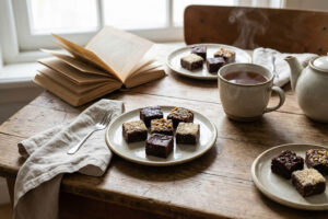 Vegan brownies op tafel